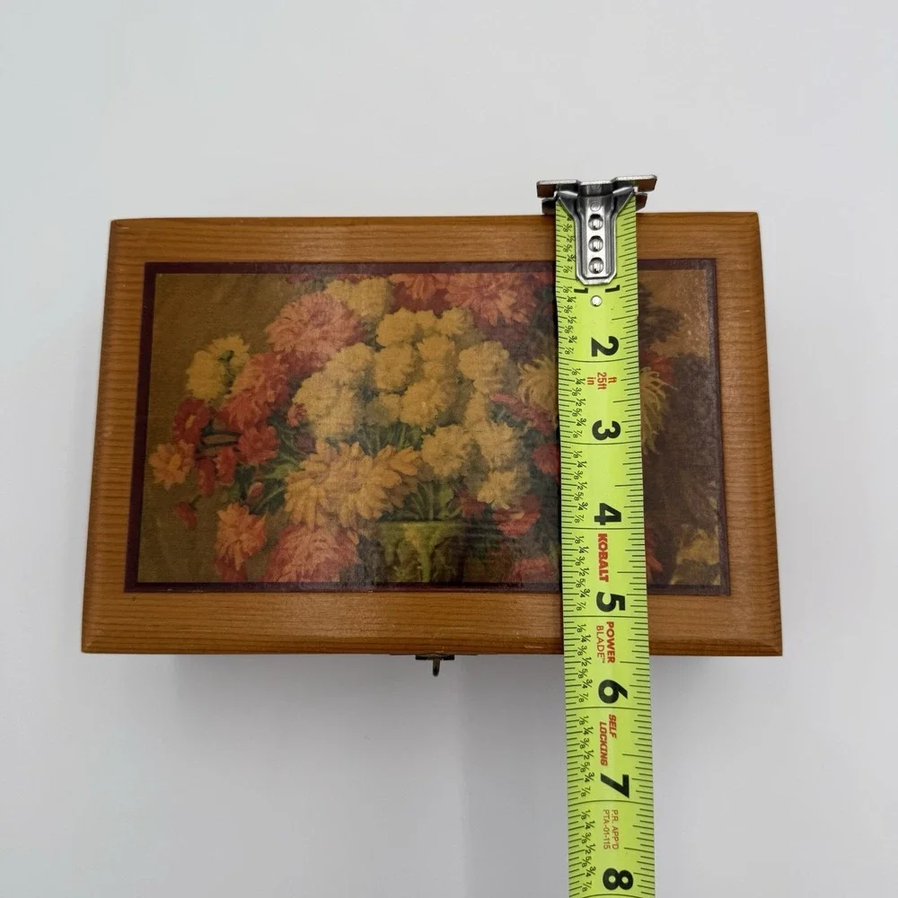 Vintage Cedar Jewelry Box, Sewing Box, Trinket Box or Stationary Box W/ Lock Key